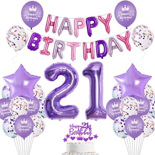 Violet 21 Anniversaire Decoration Femme Ballon 21 ans Anniversaire Femme Violet Decoration Anniversaire 21 ans Violet gâteau Ballon 21 ans Femme Violet 21 Anniversaire Fête Déco Violet