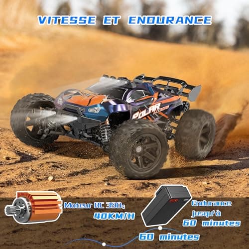 Herenear Voiture Télécommandée, 1/14 40 Km/h Voiture Télécommandée Tout Terrain, Voiture Radiocommandée Adulte, 2,4 GHz Monster Truck Telecommande, Voiture Rc Electrique Jouet pour Adultes et Enfants