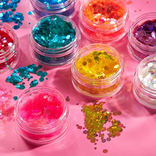 Paillettes rondes irisées par Moon Glitter (Paillette Lune) – 100% de paillettes cosmétique pour le visage, le corps, les ongles, les cheveux et les lèvres - 3g - Bleu