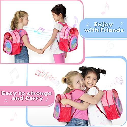 Jojoin 25PCS Instrument de Musique Enfant, Rose Percussion en Bois pour Bébé avec Xylophone, Tambourin, Ocean Wave Bead Drum, Jouet en Bois Musique, Jouets Musicaux avec Sac de Transport, 3+ Ans
