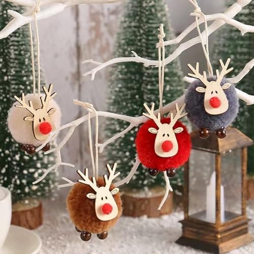 Decoration Sapin Noel Pendentif,8 Pièces Bois Pendentifs Decoration Noël,Naturel Ornements D'arbres de Noël Cadeau Mignonne pour la Décoration de la Maison