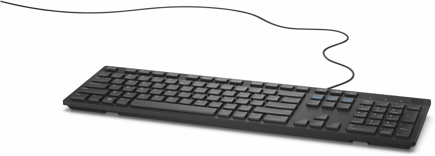 Dell Clavier Filaire KB216, Touches Multimédia, Pavé Numérique, AZERTY | USB, Câble USB inclus, Touches silencieuses, Design chiclet, Usage quotidien