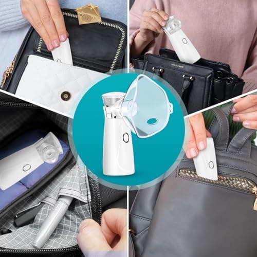 Towwoo Inhalateur Nébuliseur Portable, Inhalateurs Rechargeables avec Embout Buccal et 2 Masques, Aérosol Silencieux pour Enfants et Adultes, Machine Aérosol pour la Maison et les Voyages