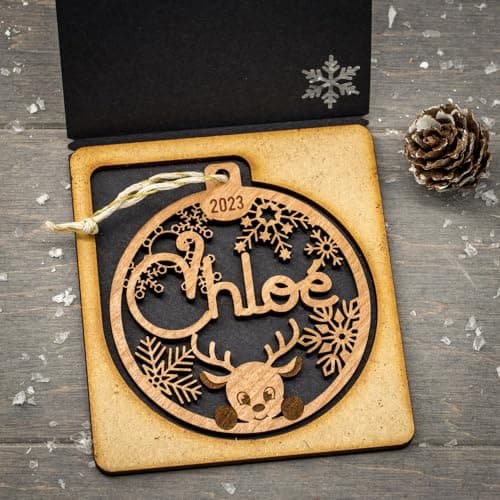 Boule de Noël prénom et année personnalisable, premier Noël, étui cadeau en option