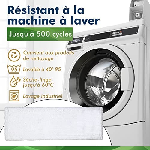Okaei - Housse de serpillière 2 Piece (40 CM) - Housse en 100% Microfibre Premium Blanc - Optimale pour Le Nettoyage en Profondeur des sols Lisses et légèrement irréguliers