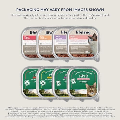 by Amazon Lot de 32 paquets de nourriture pour chat, mélange de pâtées, 100 g (anciennement Lifelong !)