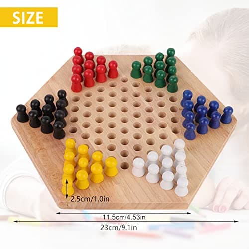 Drfeify Jeu de société de Dames Chinoises Enfants Classique Jeu de société éducatif en Bois Halma pour familles