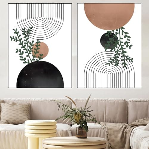 WZXGHE Tableau mural abstrait, motifs de plantes, sur toile, style bohème, image moderne pour chambre à coucher, sans cadre, B, 2 x 30 x 40 cm