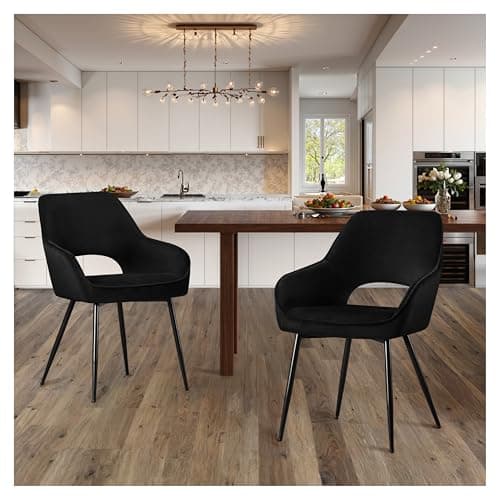 STOOLINK Chaise de Salle à Manger Lot de 2, Chaise Salle à Manger Design Moderne, Chaise de Salle en Velours, Chaise de Cuisine Rembourrée avec Dossier Découpé pour Cuisine, Salon - Noir