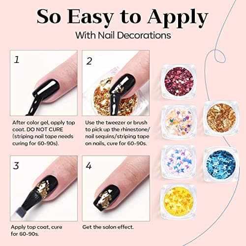 modelones Kit Ongle Gel Uv Complet, Kit Vernis Semi Permanent -Lampe Uv Ongles Gel 48W-12 Couleurs Rose Blanc Rouge Vernis à Ongles -Base Top Coat-Strass Décor Kit Manucure Salon DIY Home Nageldesign