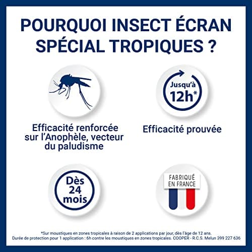 INSECT ECRAN - Anti-moustiques - Spray répulsif peau - protection contre les piqûres de moustiques - Made in France - Spécial Tropiques - 75 ml