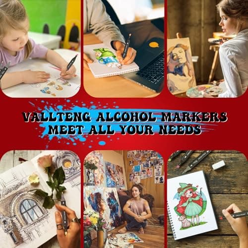 Vallteng Feutre a Alcool 80 Couleurs, Pointe Double Feutres à Alcool Marqueurs Pinceau et Ciseau Burin Pour Adultes Peinture, Griffonnages Enfants, Animation Art Esquisse