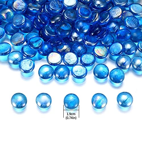 1000 g/1 kg Glassteine, Glasnuggets Klar Blau, Glas Muggelsteine, Dekosteine Glasmosaiksteine Glas für Vase Deko