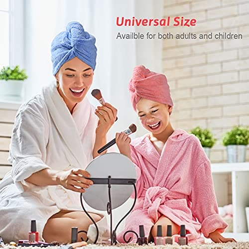 ACWOO Cheveux Serviette, 3pcs Cheveux Séchage Serviettes, Super Absorbant en Microfibre Serviette pour Cheveux Turban avec Bouton de Design Cheveux Secs Rapidement pour Femmes (2-pcs)