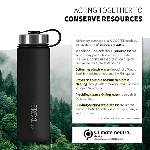 720°DGREE Bouteille Isotherme noLimit – 410ml | Gourde en Acier Inoxydable d'eau, thé, café, jus, Boisson Chaud ou Froid | Premium de Isolée sous Vide + Gratis Sport Couvercle