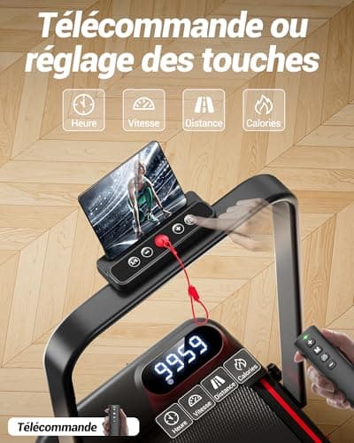 UMAY Tapis de Course Pliable Inclinable 15%, Tapis de Marche Inclinable 6 en 1 avec Moteur Silencieux, Walking Pad Charge Max 136KG