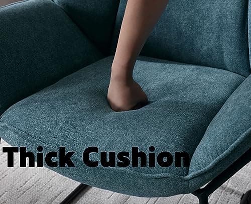 Wahson Fauteuils de Salon, Fauteuil Salon Confortable Assise Épais Fauteuil Chambre avec Pied Métal, Tissu Chenille, Fauteuil Relax pour Salon/Chambre, Bleu