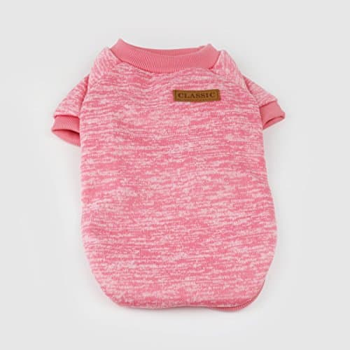 Idepet Chien de Compagnie Chien Pull, Chaud Chien Pulls Cat vêtements, Polaire Animal de Compagnie Manteau pour Chiot Petit Moyen Grand Chien, Rose et Gris (XS, Rose)