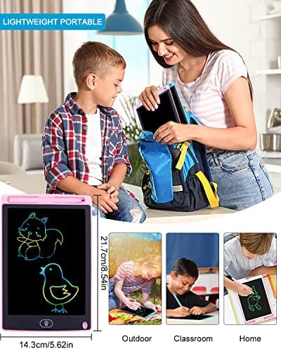 Lot 2 Table Tablette Dessin Enfants,8.5 Pouces Tablette Dessin LCD Magique,Doodle Pad avec Bouton D'effacement,Jouets pour Filles Garçons Bleu+Rose