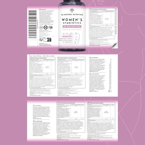 Formule Féminine Compléte avec Probiotiques, Fer, Cranberry et Acide Folique. Probiotique Flore Intestinale et Flore Vaginale (50 Milliards UFC) 60 Gélules. N2 Natural Nutrition