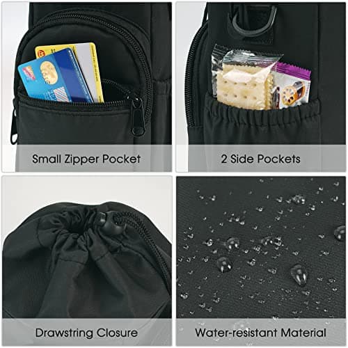 sportsnew Porte Bouteille Isotherme Sac Gourde Avec Bandoulière 1l Avec Poche Pour Téléphone Sac Bouteille d’Eau Pour La Randonnée à Pied, Noir Brevet en Instance