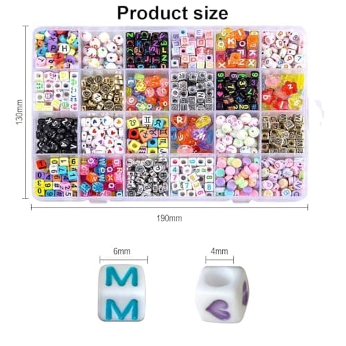 Letter Beads Set - Perles & Perles Lettres - 2400 Pièces A-Z Acrylic Cube Alphabet Letter Spacer Perles avec Perles d’Argile pour Bracelets, Colliers, Bijoux ou Autres Métiers