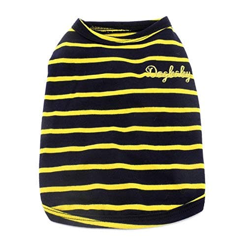 PAIDEFUL Vêtements pour petits chiens, chats, garçons et filles, été à rayures classiques T-shirt gilet respirant en coton T-shirt sans manches Chihuahua Yorkshire