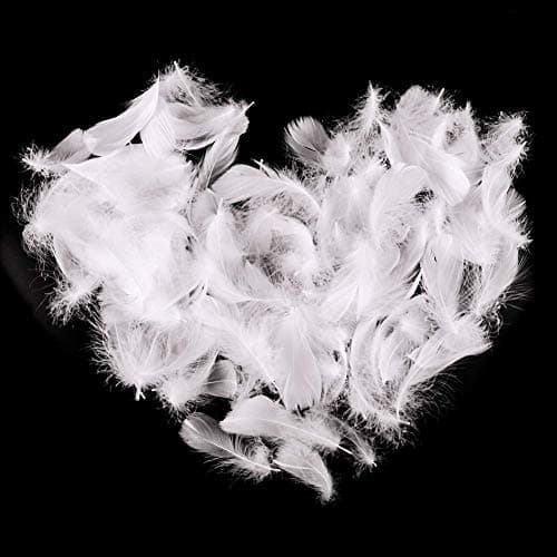 Suneast Lot de 300 Plumes d'oie pour Loisirs Créatifs, Attrape-Rêves, Boucles d'oreilles, Mariage, Festival, Décoration de Fête Prénatale - Blanc, 5-8cm