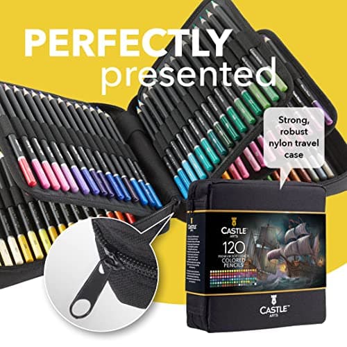 Castle Art Supplies Set de 120 Crayons de Couleur Adultes - Professionnels