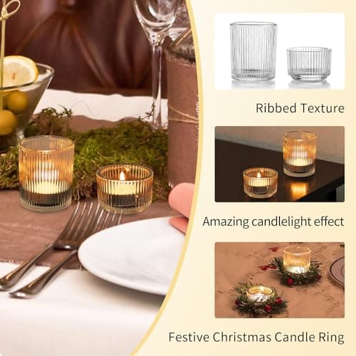 Romadedi Photophore Bougeoir Bougie Verre:Lot de 24 Transparent Bougeoirs Support pour Bougies Chauffe-Plat pour Décoration Centre De Table Mariage Fête Dîner Salon Maison Deco