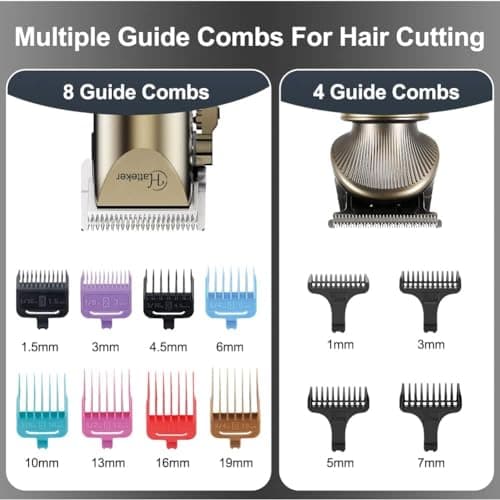 Hatteker Professional Hommes Tondeuse à Cheveux et T-blade Tondeuse Set, Tondeuse à Cheveux Rechargeable Sans Fil Tondeuse à Barbe Nez Tondeuse à Barbe Multifonction Kit De Beauté Affichage LED (OR)