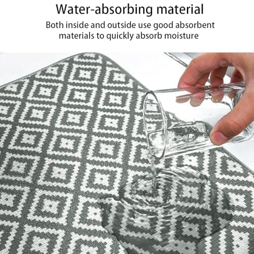 YDHfdc 2 Pièces Tapis Egouttoir Vaisselle en Microfibre Tapis de Sechage Vaisselle Super Absorbant Tapis Vaisselle 46 cm x 40 cm pour Comptoir d'evier de Cuisine, Grille Diamantée