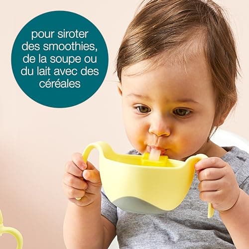 b.box Bol Enfant + Paille | Bol à Snacks 3 en 1 avec Couvercle, Gobelet Avec Paille pour les Balades, Bol à Céréales | Passe au Lave-Vaisselle et au Micro-Ondes | 250 ml