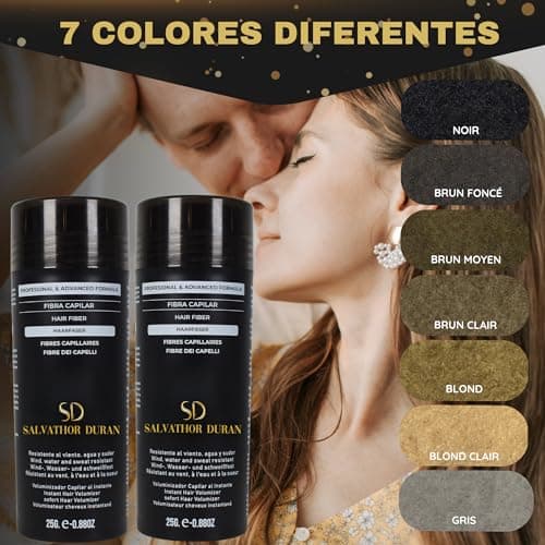 Poudre Densifiante Cheveux Salvathor Duran 2x25g (50g Total) - Poudre Cheveux - Fibre Capillaire 50 g - Poudre Densifiante pour Cheveux- Poudre Anti Calvitie