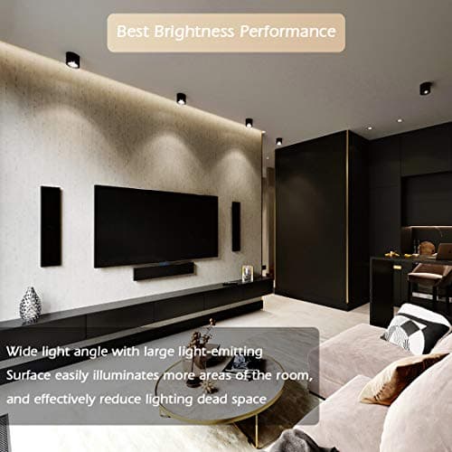 KYOTECH Spot LED en Saillie Orientable Ø80x50mm Plafonnier Luminaire Apparent Ronde Noir brossé Plafonnier Spot LED Downlight 5W LED Module 400LM 3000K Blanc Chaud