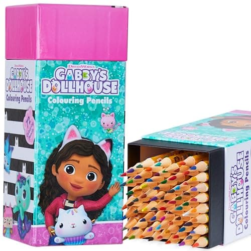 Gabby's Dollhouse Crayons de Couleur Enfant, Coffret 72 Crayons de Couleur de Gabby et la Maison Magique, Couleurs Assorties
