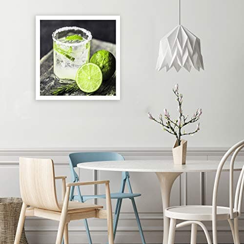 Feeby Photo sur Toile Citron vert Boisson Glace Tableau Giclée Cuisine vert 40x40 cm