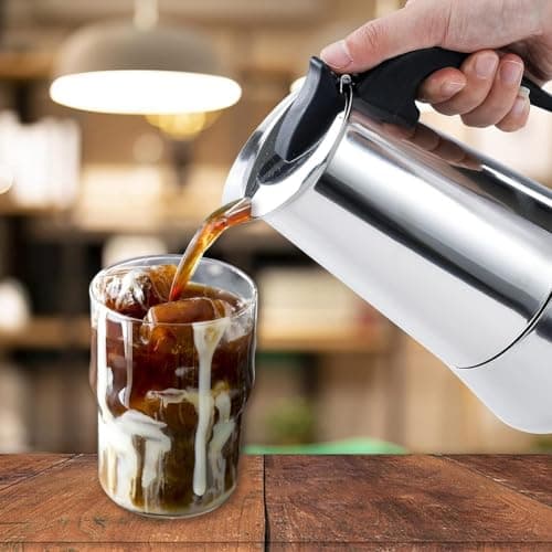 WUGPISEN-Moka Express,La Cafetière Expresso Iconique,Cafetière Moka en aluminium Italien,Argenté. 6 Tasses (Inoxydable)