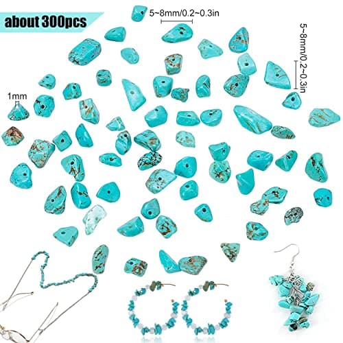 Lot de 300 perles en pierres précieuses avec trou - Perles irrégulières à enfiler - Avec trou - Pour la fabrication de bijoux, boucles d'oreilles, bagues, accessoires de bricolage (aventurine verte)