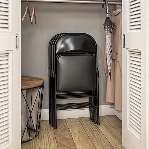COSCO Premium Vinyl Chaise Pliante Rembourrée en Métal 4Pk Blk