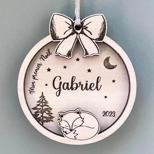Boule mon premier noël personnalisée en bois, cadeau de noël ou de naissance, souvenir du premier noël de bébé.