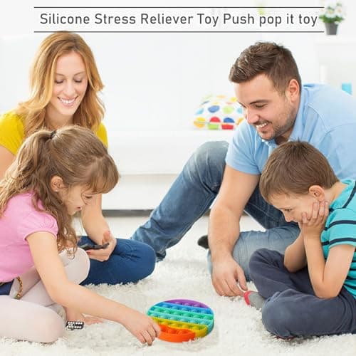 4 Pièces Push-Pop Bubble, Pop It pour Enfants, Jouet à Pousser à Bulles Arc-en-Ciel, Jouet Anti-Stress à Bulles, Pop It, Poppets en Silicone, pour Cadeaux, Soulagement du Stress, Jouets pour Enfants