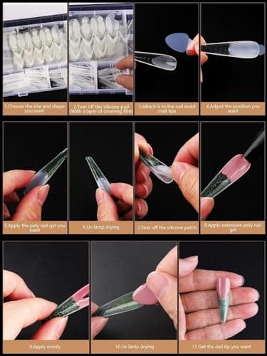 EBANKU 288 PCS Faux Ongles Capsule Ongles Acrylique,Nail d'extension Kit Matte Faux Ongles Capsules Couverture Complète Nail Tips avec 72 PCS French Autocollants Pour Ongles (6 Modèles)