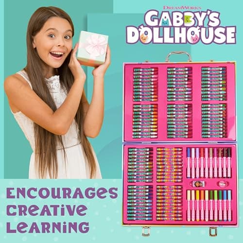 Gabby's Dollhouse Set Dessin pour Enfant avec 137 Pièces, Mallette Coloriage Fille