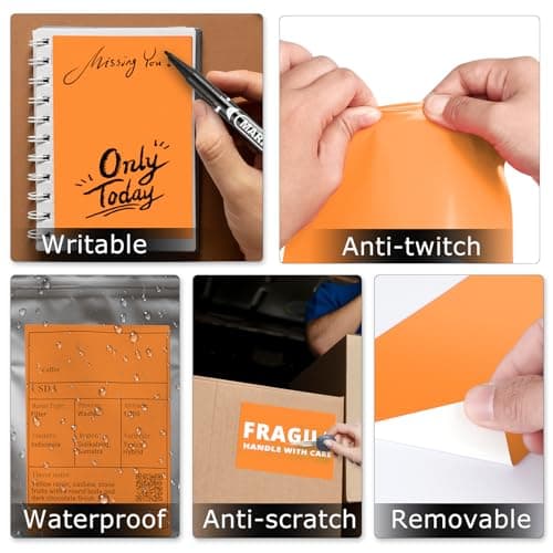 YIKIADA Lot de 250 étiquettes thermiques rectangulaires en vinyle imperméable pour code QR et adresse de bureau Orange 15,2 x 10,2 cm