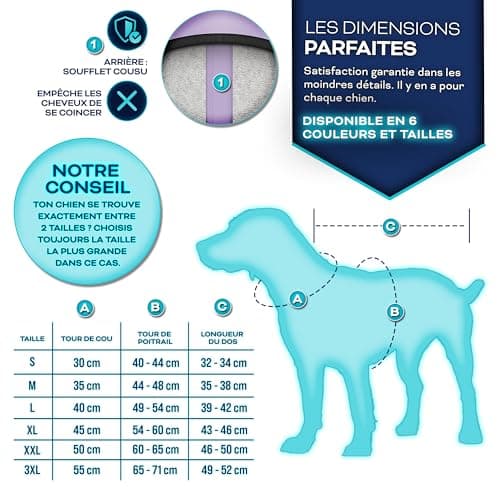 TRESKO® Manteau d'hiver pour Chiens avec réflecteurs INCL. 15 Sacs à crottes + Distributeur | Imperméable pour Chiens étanche | Manteau avec Harnais | Veste d'hiver doublée (L, Violet)