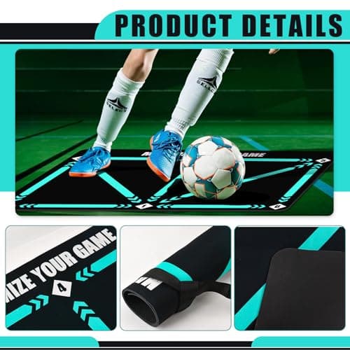 YAOZUP Tapis Football Entrainement, 90 x 60 cm Tapis d'entraînement Football Antidérapant, Tapis d'entraînement de Football, Tapis Football Dribble Footstep d'entraînement