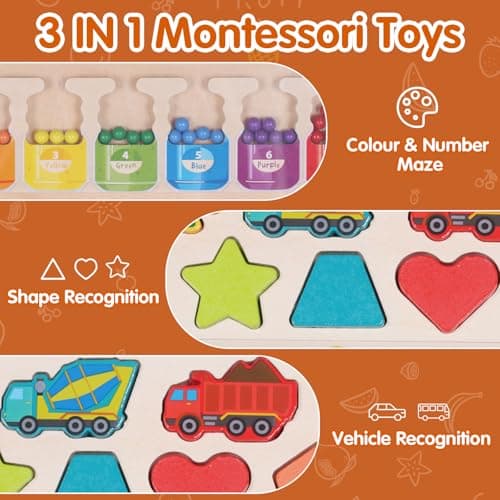 Labyrinthe Magnetique, 3 en 1 Jeux Magnetique Enfant, Jeux Montessori Bois 3 Ans, Motricité Fine Jeux Aimants Magnetique pour Tout-Petits Garçons Filles, Educatif Cadeau pour 3 4 5 6 Ans