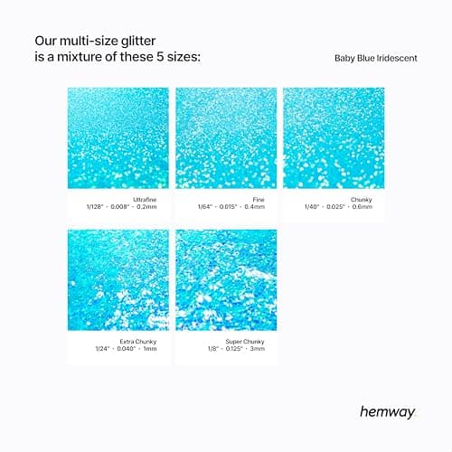 Paillettes pour artisanat plusieurs tailles bleu bébé irisées en résine pour cartes bijoux de Noël bougies épaisses fines 100 g/3,5 oz
