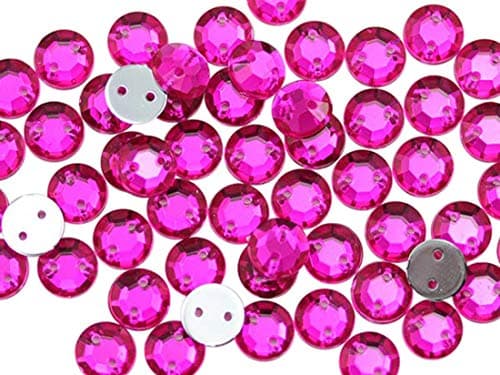 KraftGenius 8 mm à Coudre Strass avec Deux Trous pour Couture sur Textile. Haute qualité Pro Grade. sans Plomb. – 75 Pièces Fuchsia H108